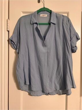 Light Blue Collared Top